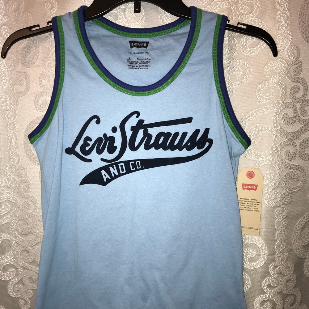 Levi’s Blue sleeveless shirt.